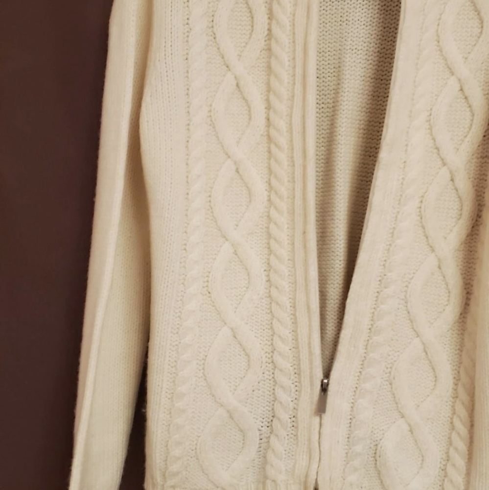 KATE HILL zipper wool cardigan sz L